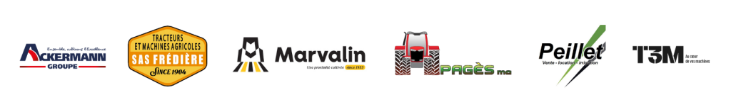 L'image montre une série de logos d'entreprises liées à l'agriculture et aux machines agricoles.